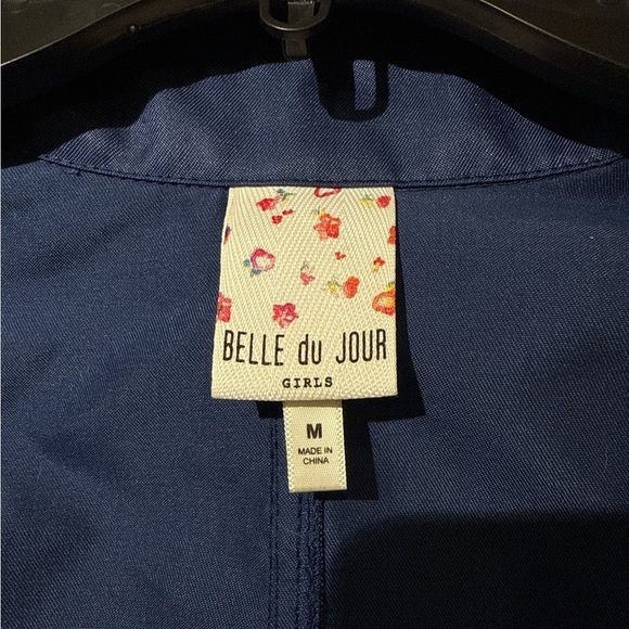 3/$20 Belle du Jour Girls Navy Blue Hooded Jacket Sequin Accents Size M - Picture 5 of 9